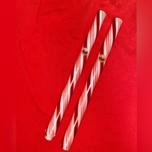 Vintage Christmas Candles taper candle candy cane peppermint stripe holly red